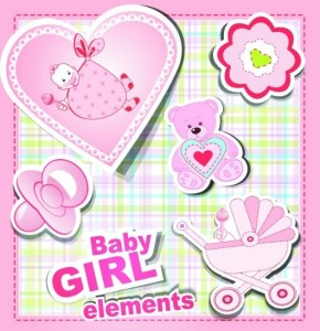 Pink Baby Girl Design Elements Vector