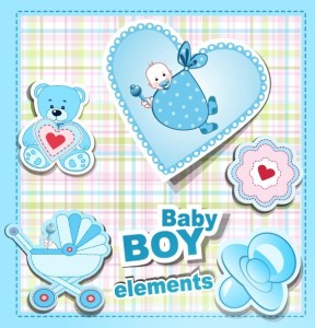 Sky Blue Baby Boy Design Elements Vector