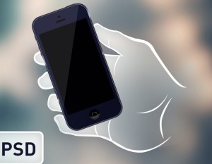 Black iPhone 5 In Hand Mock PSD Vector