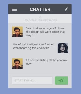 Flat Chatter App UI PSD