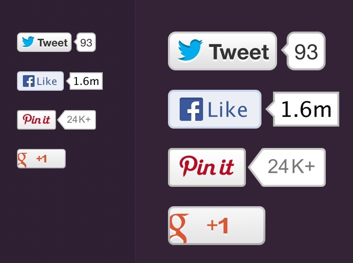 Flat Social Share Buttons with Counters PSD