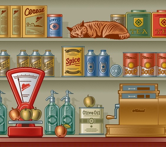 Vector Retro Grocery Store Design Elements 01