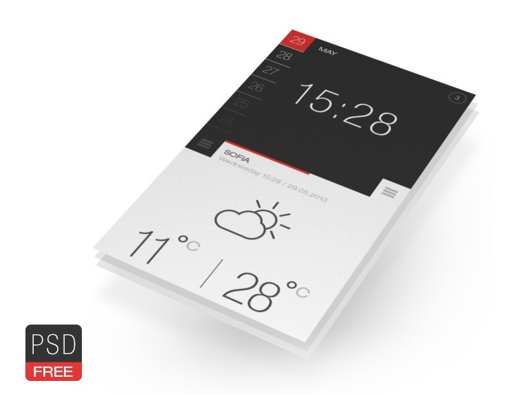 Weather and Time Widget PSD