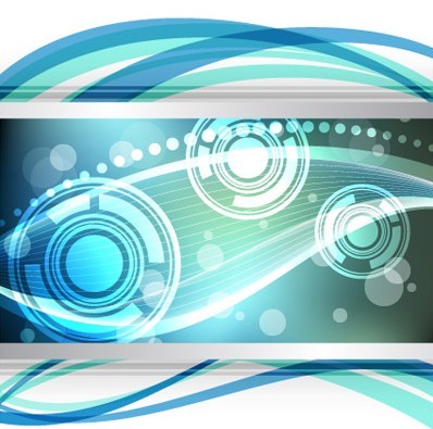 Abstract Technology Circles and Curved Lines Background Vector 03