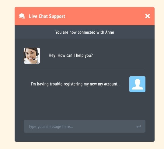 Flat Live Chat Support UI PSD