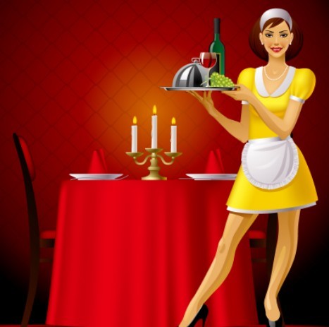 Restaurant Waitress Illustration Vector