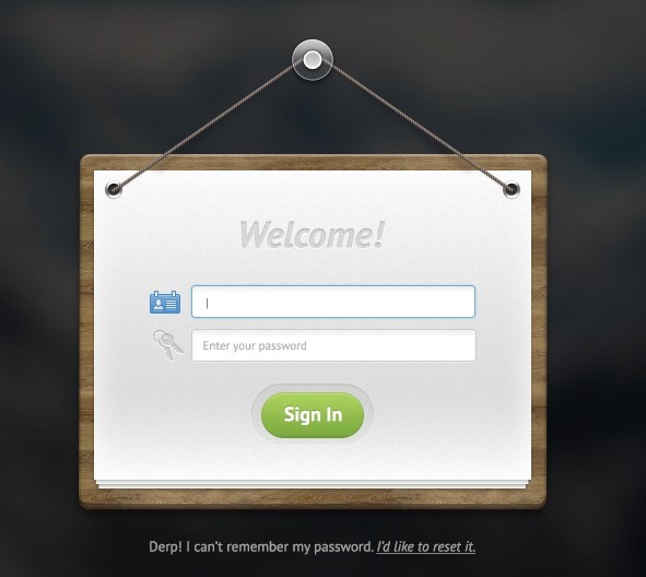 Hanging Login Form PSD