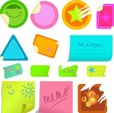 Set Of Vector Cartoon Sticky Notes For Kids 04