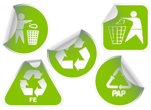 Set of Green Recycling Concept Stickers Vector 03