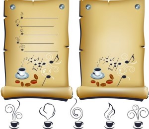 Vector Music and Coffee Paper Scrolls