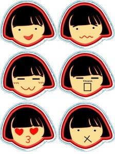 Cute Cartoon Girl Emotions Vector