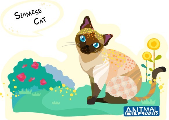 Cute Cartoon Siamese Cat Illustration Vector