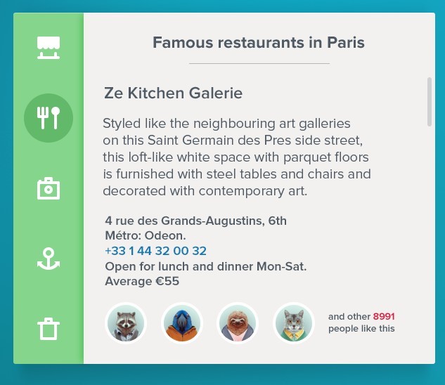 Flat Restaurant Widget PSD