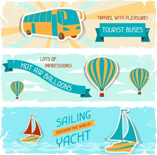 Retro Summer Holiday Vacation Banners Vector