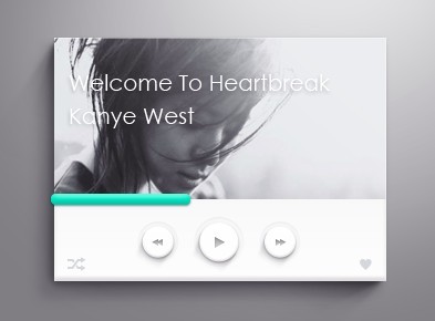 Stylish Light Music Player Widget PSD