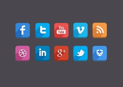 3D Feel Flat Social Media Icons PSD