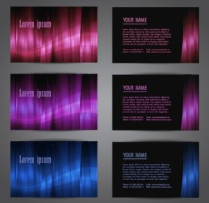 Set of Glossy Business Cards with Abstract Backgrounds Vector 01