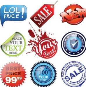 9 Retail Store Label Stickers Vector