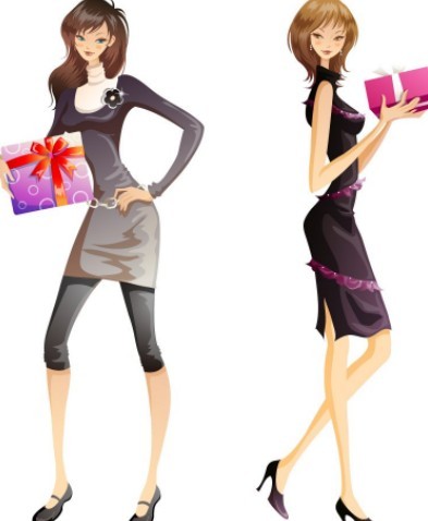 City Modern Girls Illustration Vector 04