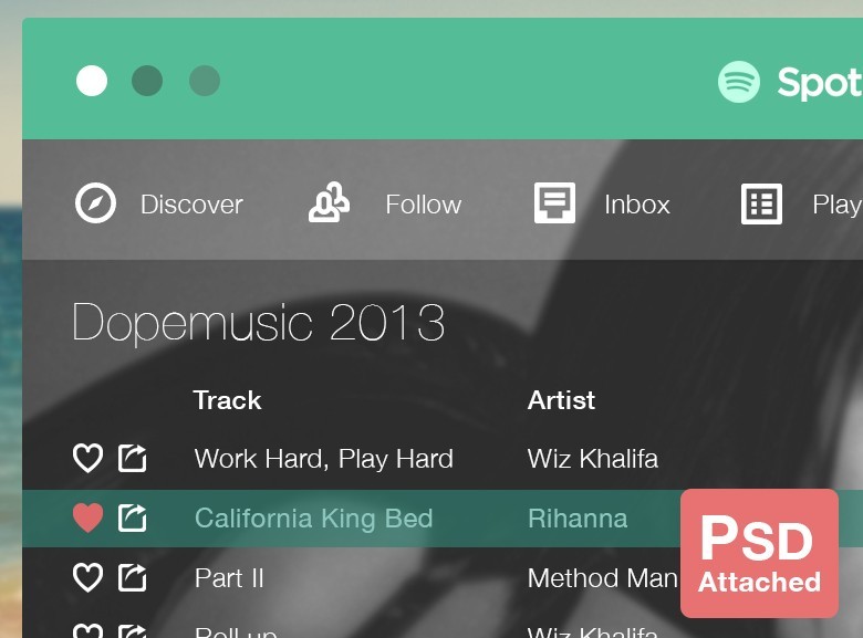 Flat Spotify App UI PSD