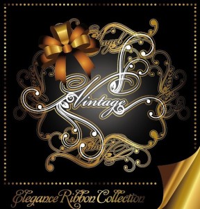 Golden Elegance Ribbon Label Collection Vector 02