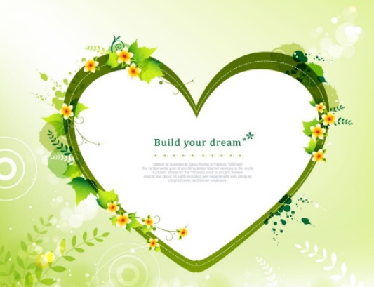 Green Love Hearts With Floral Ornaments