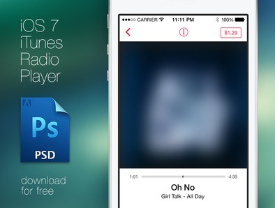 iTunes Radio Player Interface For iOS 7 PSD