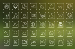 40 Minimal Outline Icons PSD