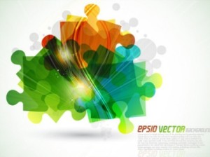 Bright Colorful Puzzles Background Vector 01