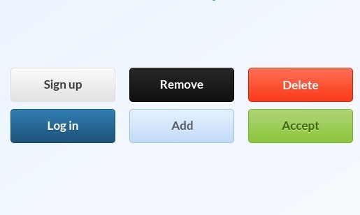 6 Colored Rounded Buttons PSD