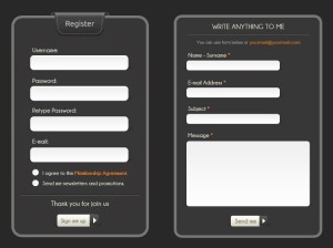 Dark Register and Contact Forms PSD