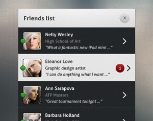 Dark and Grey Friend List UI PSD