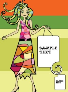 Colorful Girl With Text Frame Vector 01