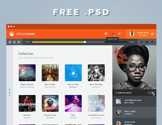 Grooveshark Flat Web UI Kit