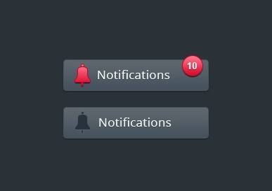 Dark Rounded Notification Buttons PSD