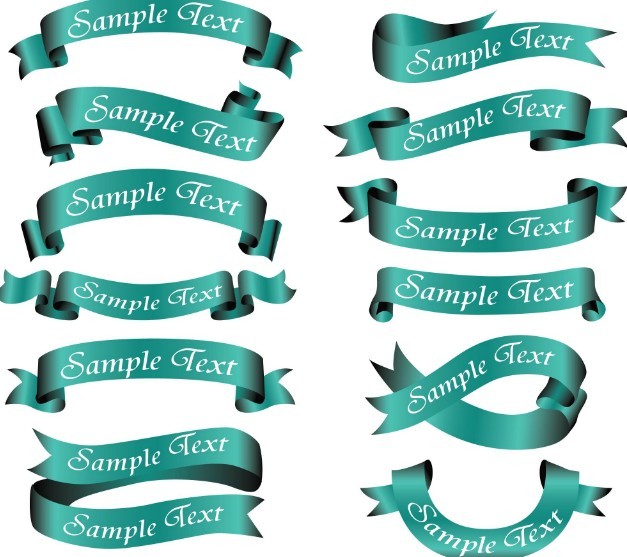 Set Of Vector Green Web Ribbons