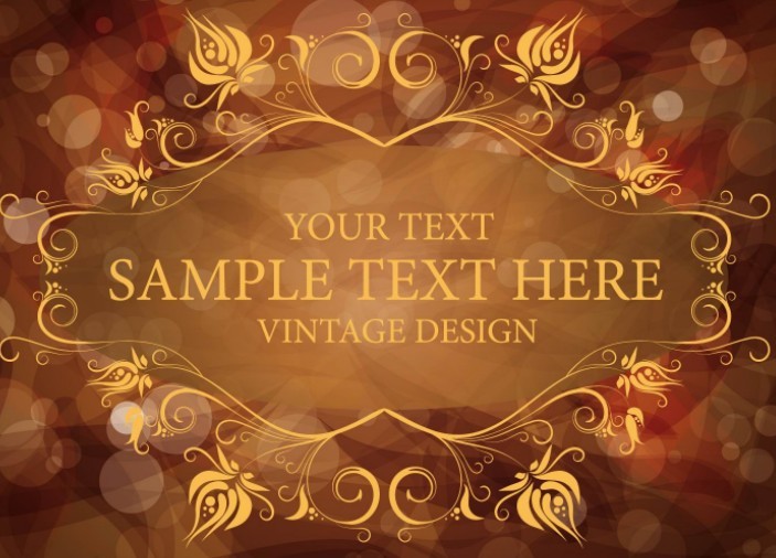 Vintage Floral Label with Halos Background Vector 01