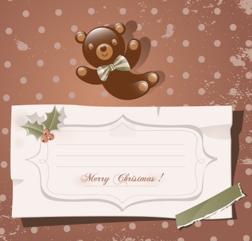 Cartoon Merry Christmas Sticker with Vintage Dots Background Vector 03