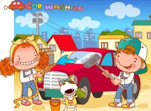 Cartoon Car Washing Illustration