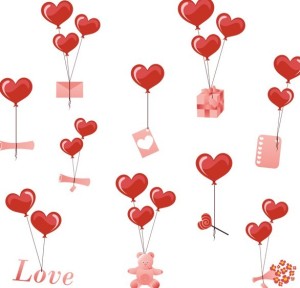 Love Heart Balloons With Gifts Vector