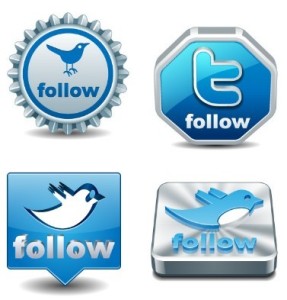 Clean 3D Twitter Follow Buttons Vector 02