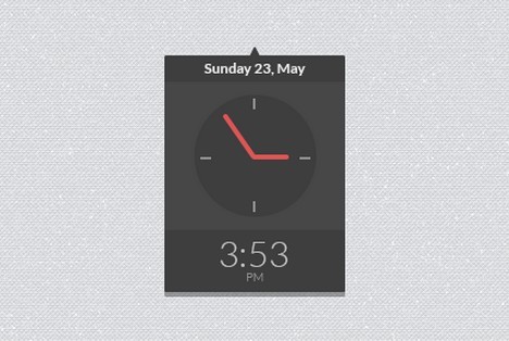 Dark Flat Clock Widget PSD