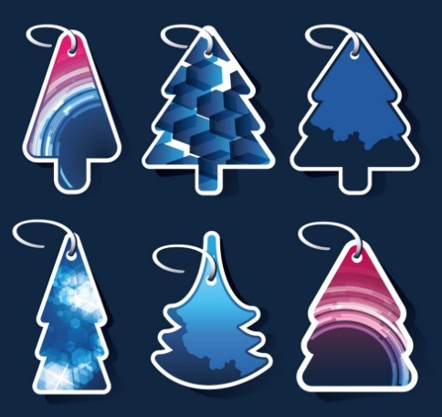 Set Of Creative Christmas Tree Hang Tags Vector 01