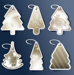 Set Of Creative Christmas Tree Hang Tags Vector 02