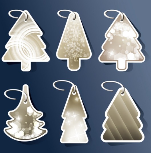 Set Of Creative Christmas Tree Hang Tags Vector 02