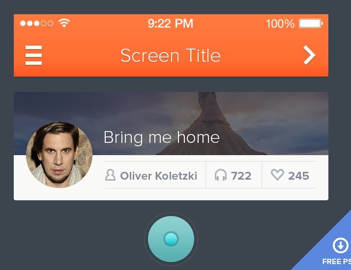 Flat iOS 7 Styled Mobile UI PSD