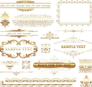 Golden Floral Ornaments For Borders and Frames Vector