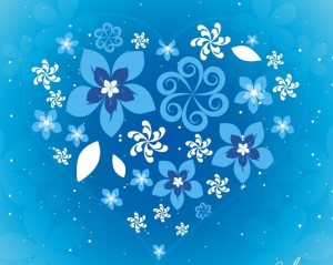 Creative Love Heart Of Blue Flowers Vector