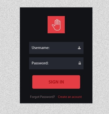 Dark and Red Flat Styled Sign In Form PSD