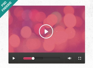 Flat Styled Video Player Widget PSD